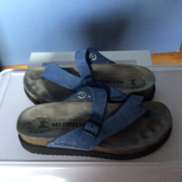 Blue suede Mephisto Helen Sandals size 37 - Picture 5 of 12